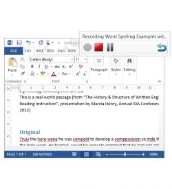 AudioNote Screenshot of Toolbar over Microsoft Word with Audio File