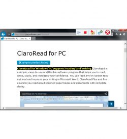 ClaroRead SE Screenshot Showing Highlighting in Internet Explorer
