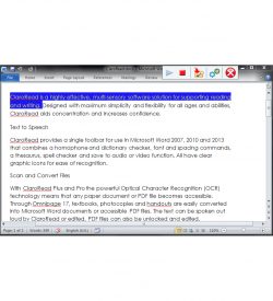 ClaroRead SE Screenshot Showing Highlighting in Microsoft Word