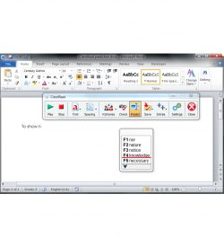 ClaroRead Standard Word Prediction inside a Microsoft Word Document